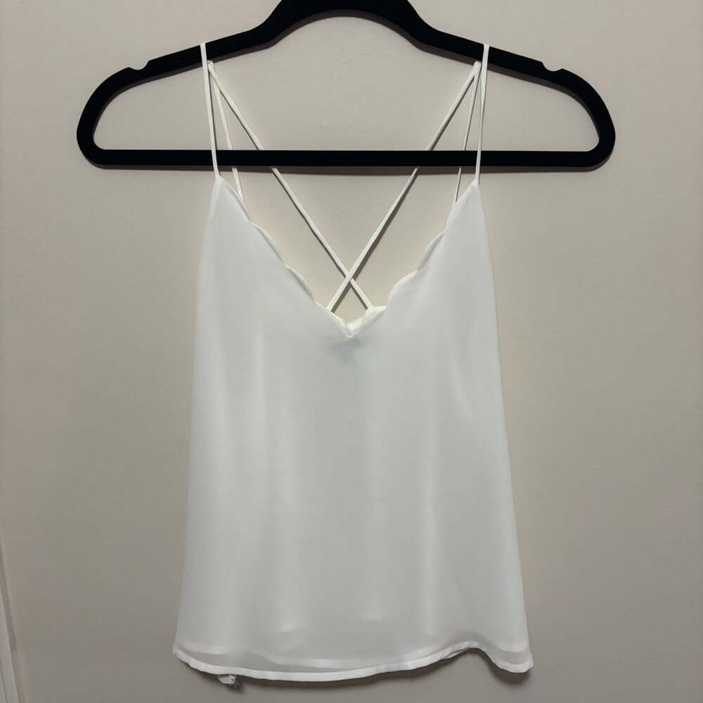 Naked Zebra White Scalloped V-Neck Strappy Camisole